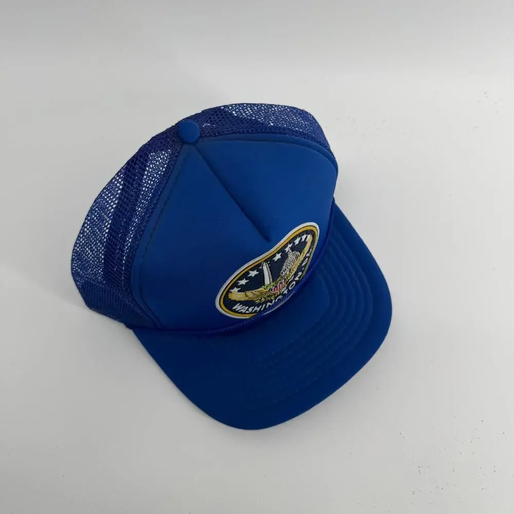 Vintage 80s 90s Washington DC Snapback Trucker Hat - Patch Eagle Flag